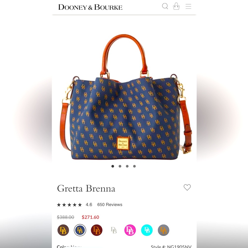 NWT Dooney & Bourke Blue and Brown Gretta Brenna Large Satchel